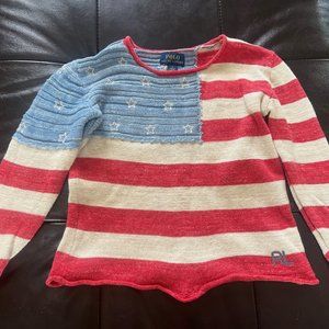 Polo Ralph Lauren Sweater Navy US Flag Girls Size 6 Americana
